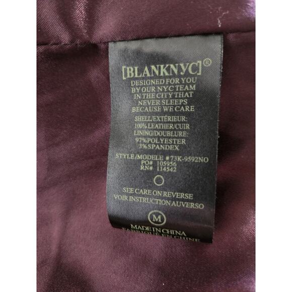 Blank NYC Genuine Leather Moto Jacket Size M Bordeaux Maroon EUC Clean - Picture 6 of 15